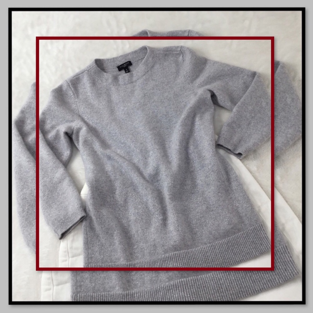 TALBOTS WOMENS CASHMERE SILVER SWEATER P